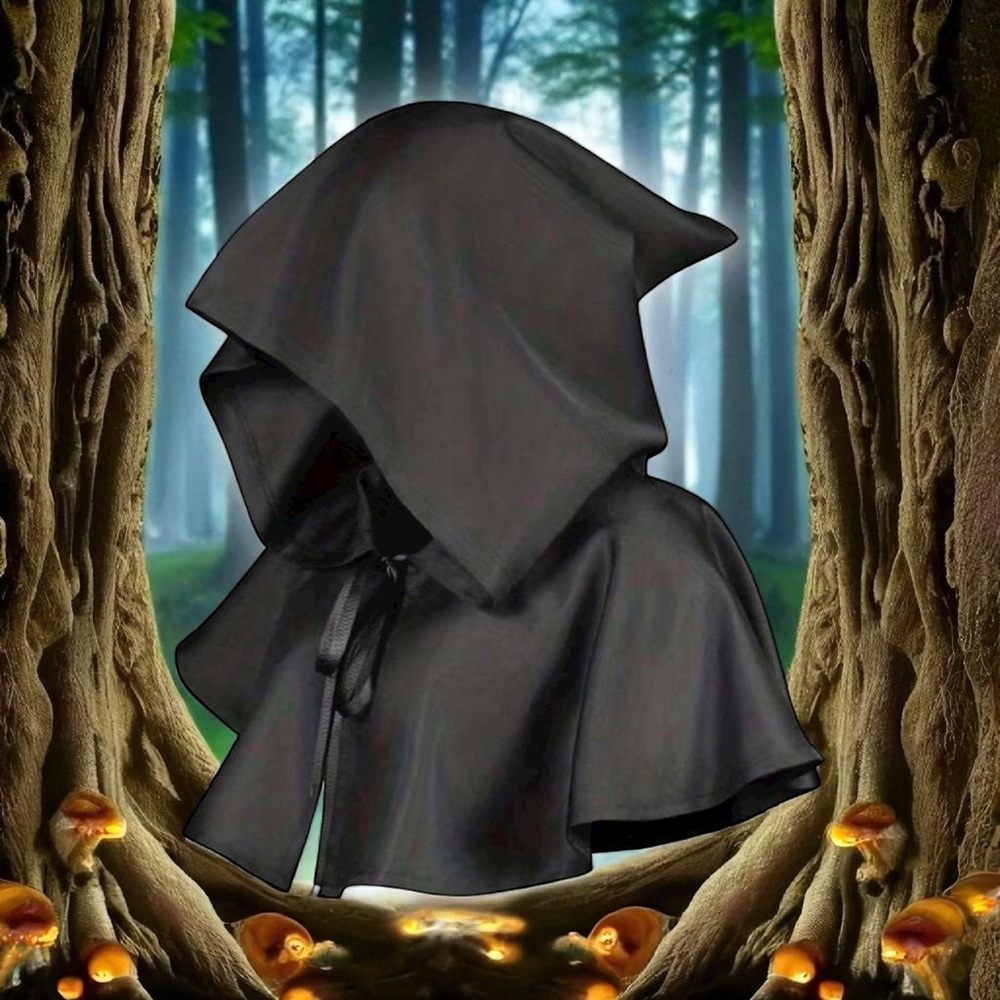 Black Hooded Cloak Cape New